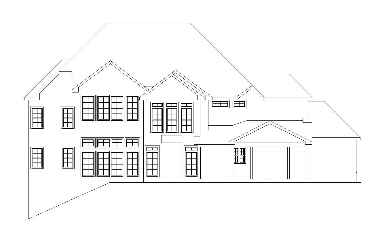 Home Plan Rear Elevation of this 5-Bedroom,4636 Sq Ft Plan -163-1034