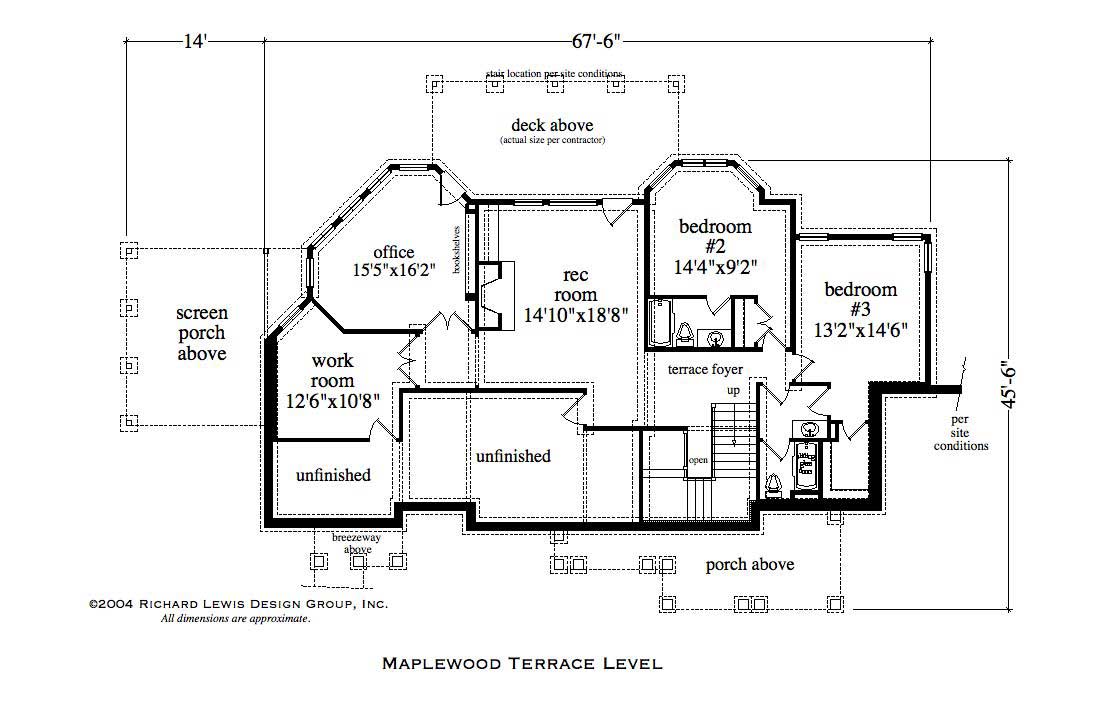 Floor Plan Basement of Country Plan #163-1035