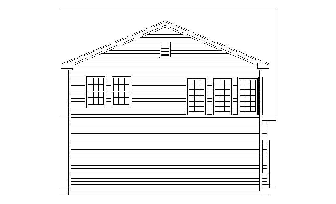 Home Plan Rear Elevation of this 2-Bedroom,1208 Sq Ft Plan -163-1036
