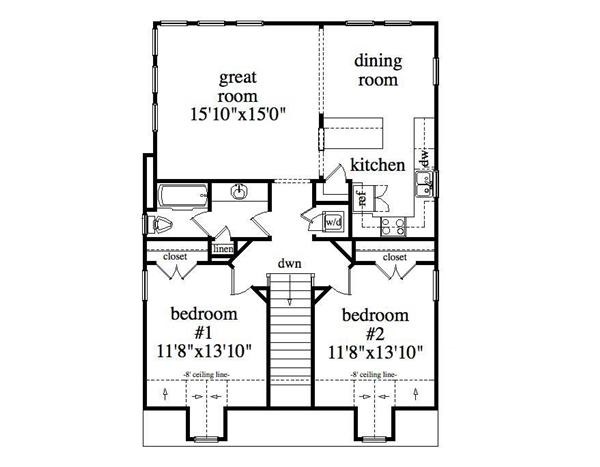 Floor Plan Second Story of Garage w/Apartments Plan #163-1036