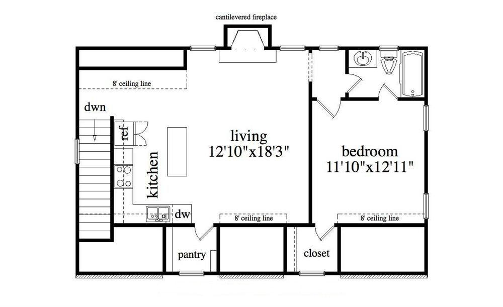 Floor Plan Second Story of Garage w/Apartments Plan #163-1038