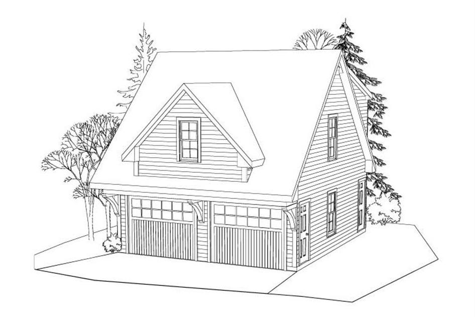 Front elevation of Garage w/Apartment home plan (ThePlanCollection: House Plan #163-1039)