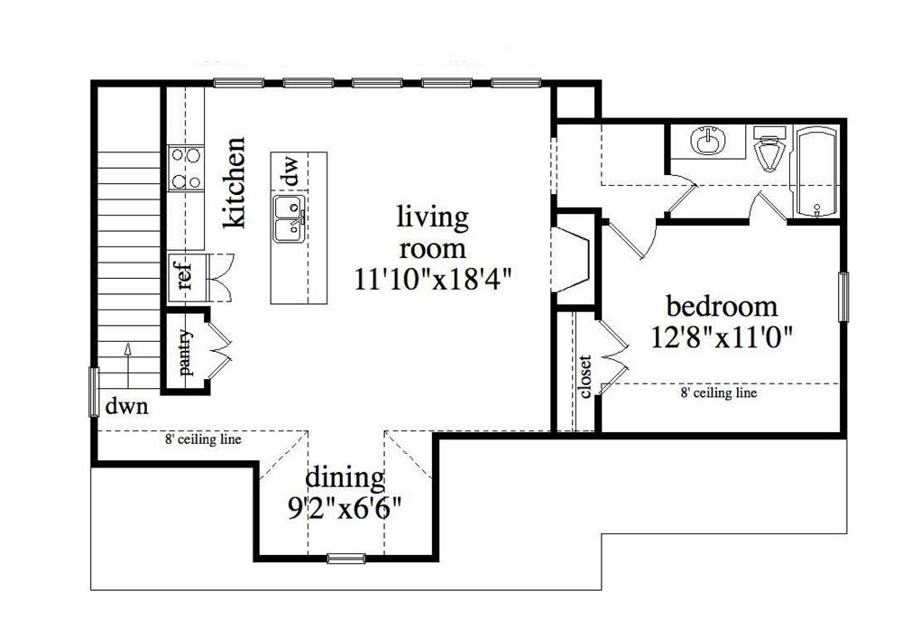 Floor Plan Second Story of Garage w/Apartments Plan #163-1040