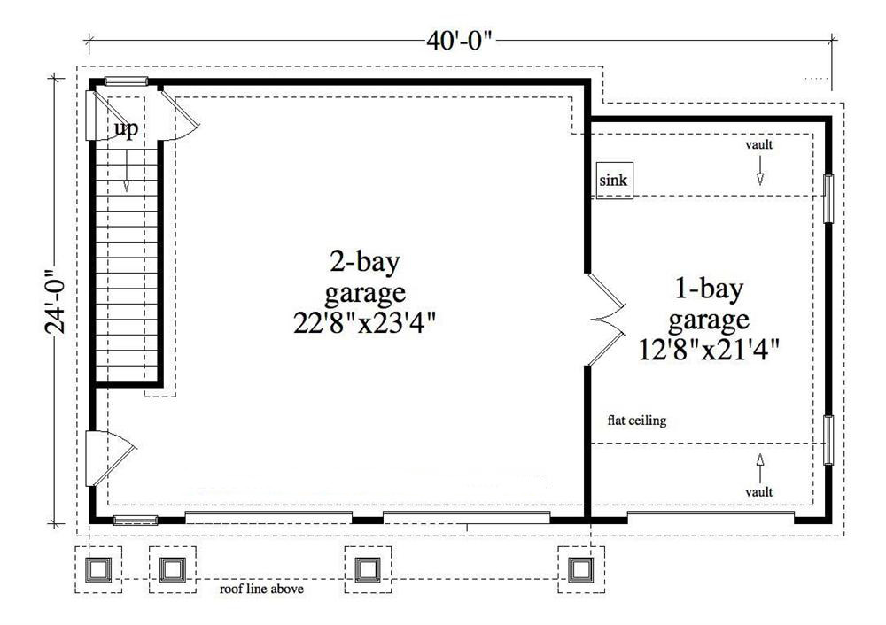 Floor Plan First Story of Garage w/Apartments Plan #163-1040