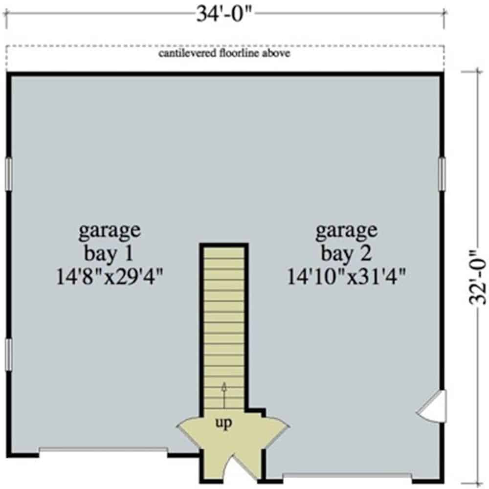 Floor Plan Main Level of Garage w/Apartments Plan #163-1041