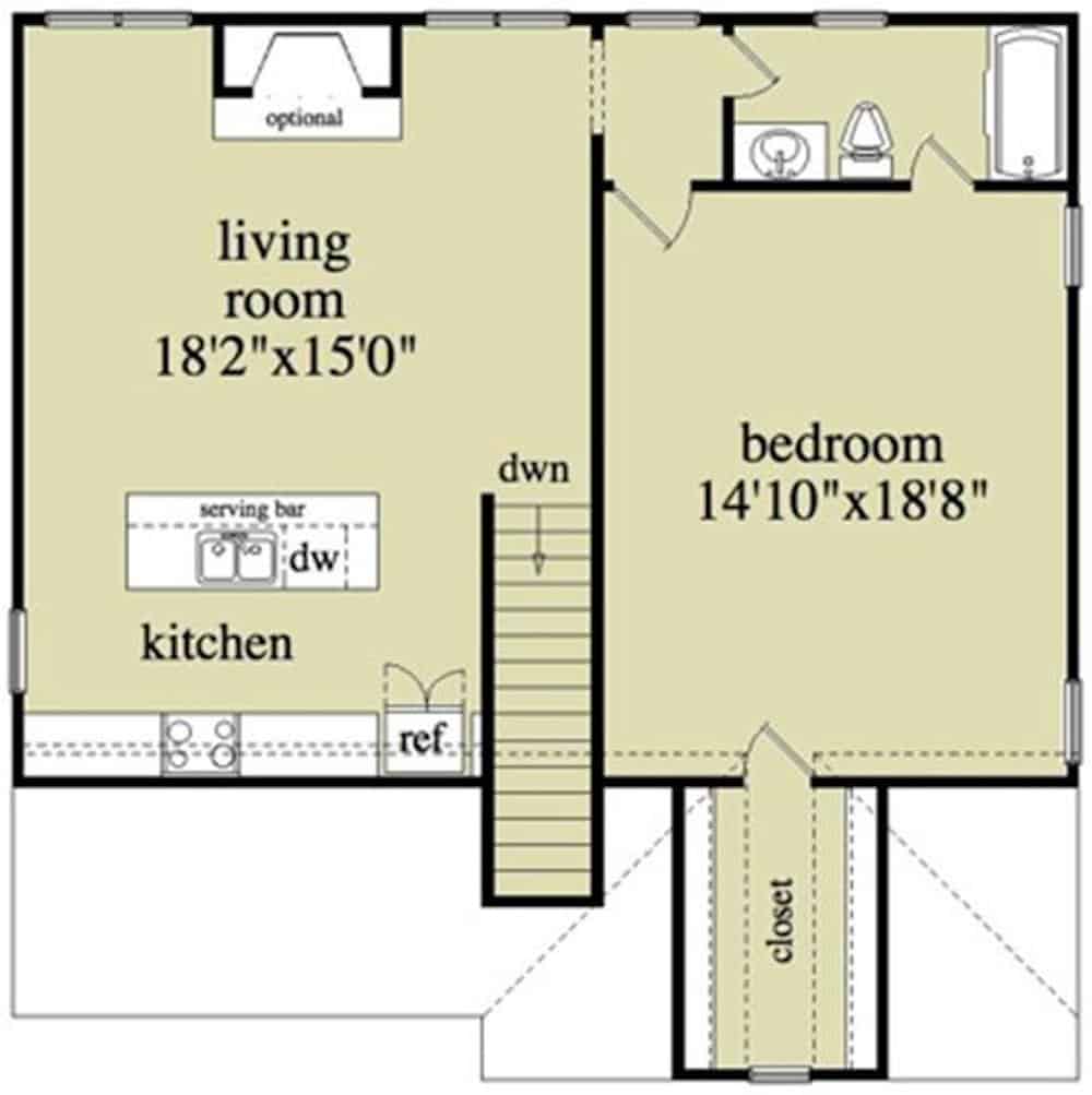 Floor Plan Upper Level of Garage w/Apartments Plan #163-1041