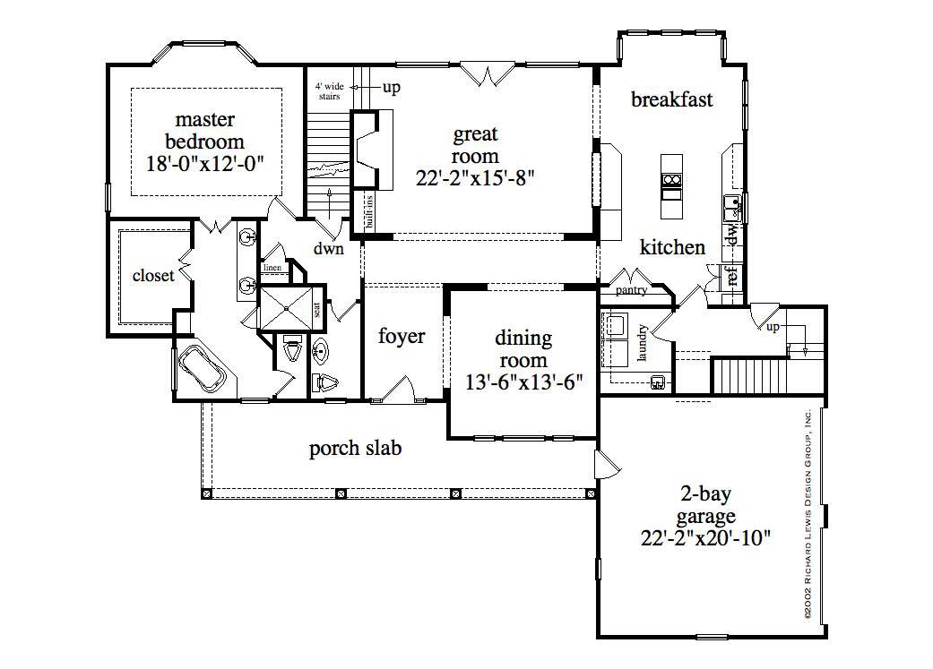 Floor Plan First Story of Country Plan #163-1043