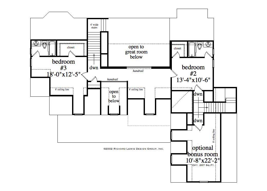 Floor Plan Second Story of Country Plan #163-1043