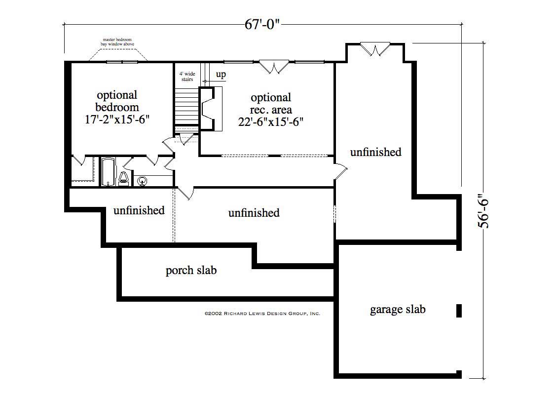 Floor Plan Basement of Country Plan #163-1043
