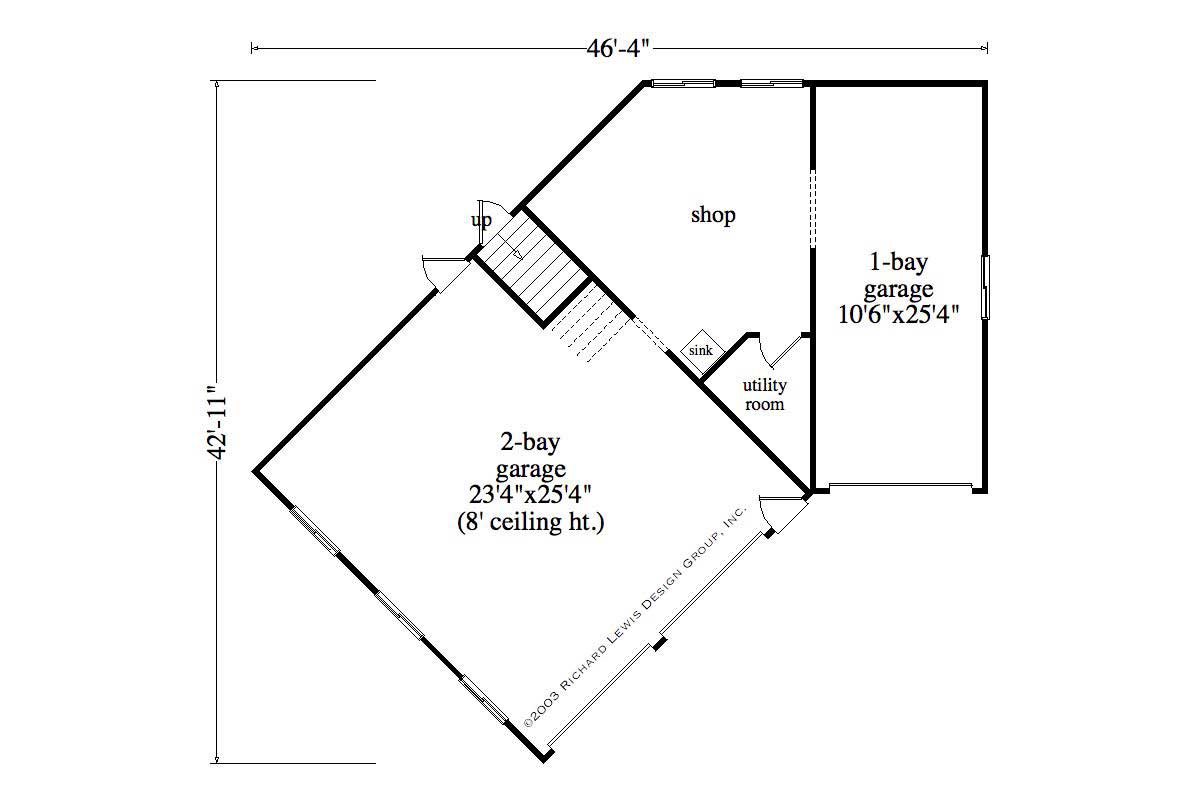 Floor Plan First Story of Garage w/Apartments Plan #163-1044