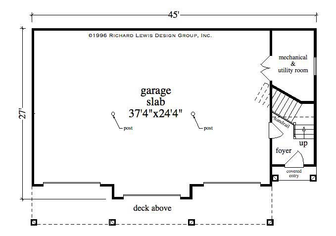 Floor Plan First Story of Garage Plan #163-1045