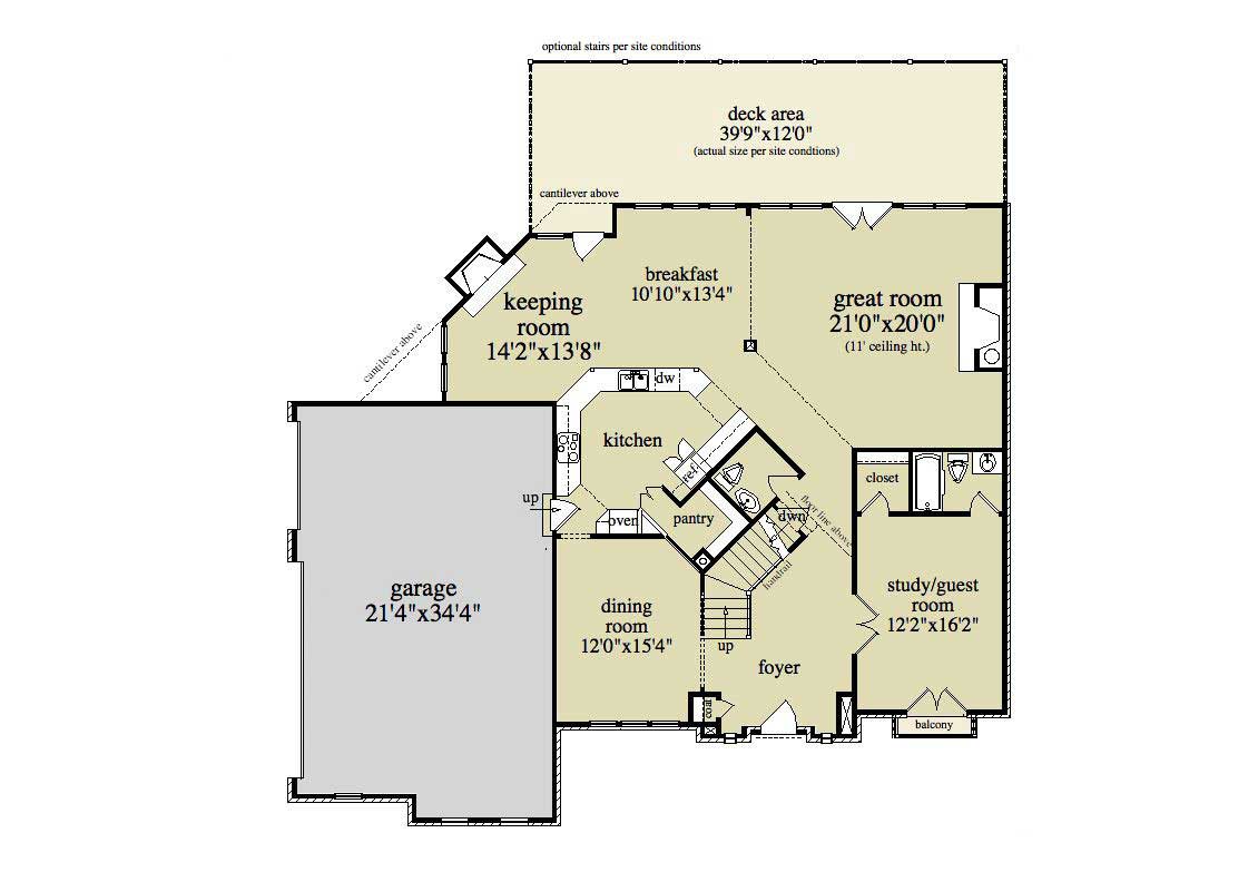 Floor Plan First Story of Country Plan #163-1046