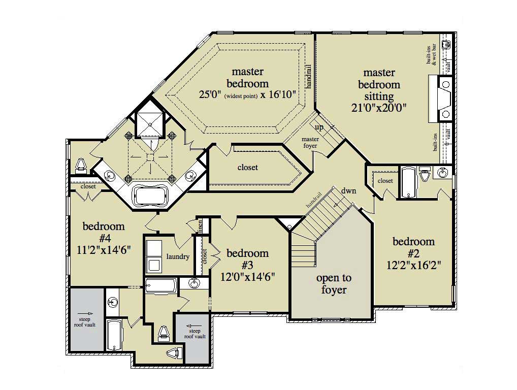 Floor Plan Second Story of Country Plan #163-1046