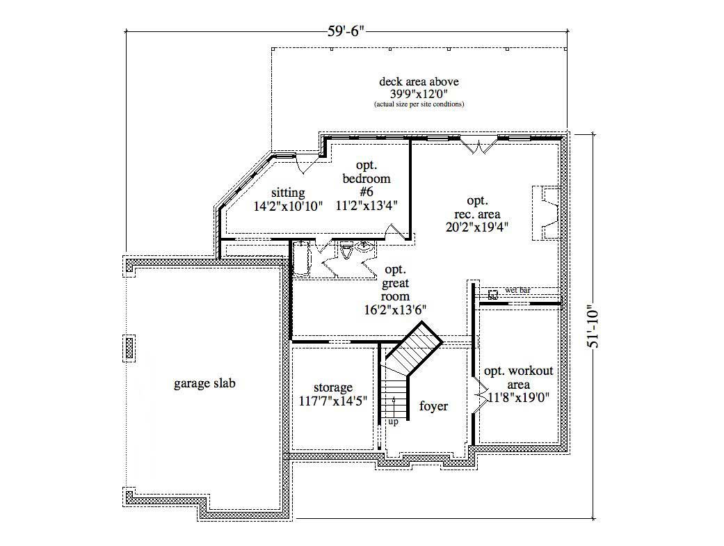 Floor Plan Basement of Country Plan #163-1046
