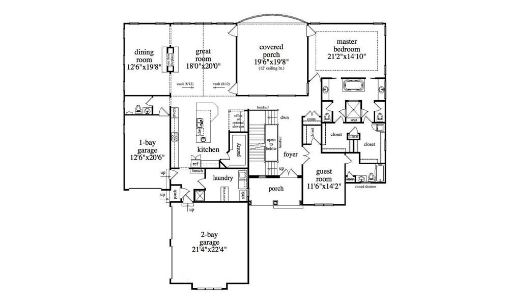 Floor Plan First Story of Country Plan #163-1047