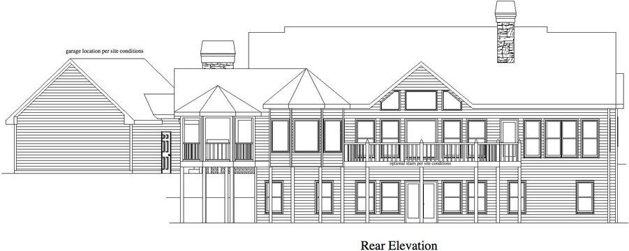 Home Plan Rear Elevation of this 4-Bedroom,3231 Sq Ft Plan -163-1048