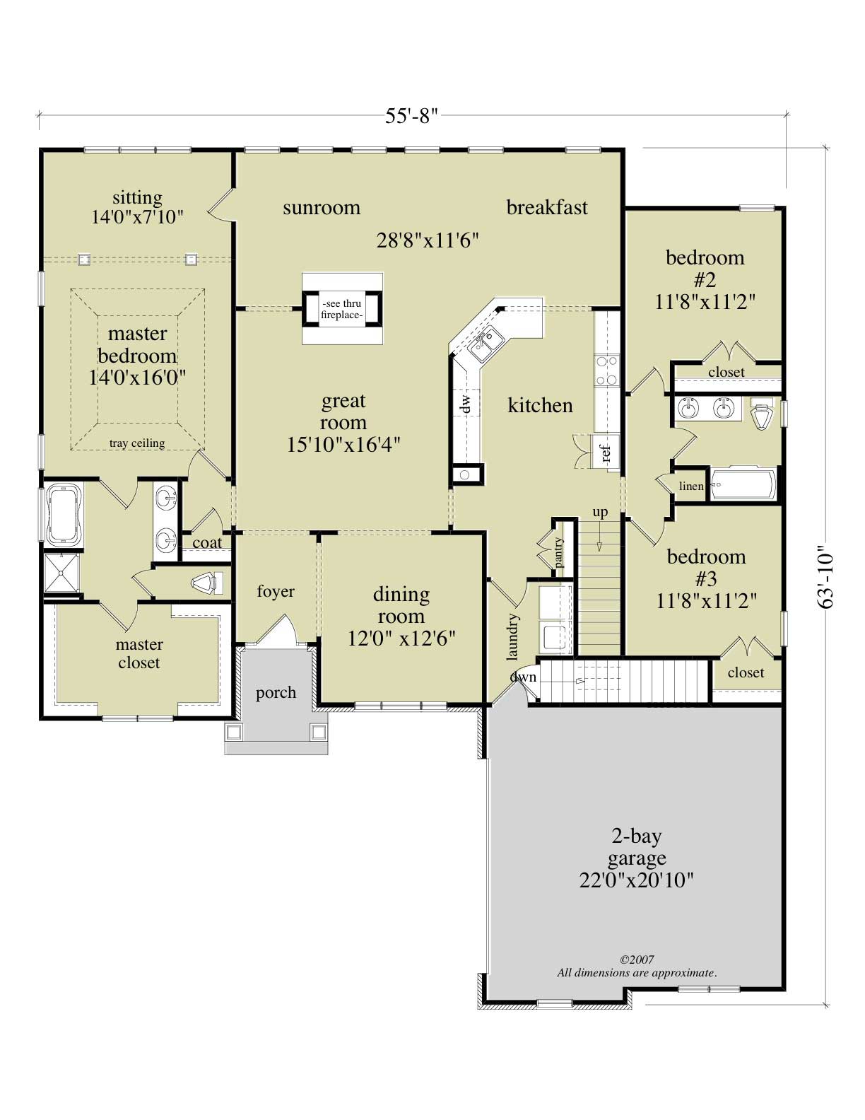 Floor Plan First Story of Ranch Plan #163-1049