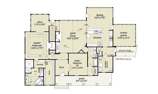 Floor Plan First Story of Luxury Plan #163-1050