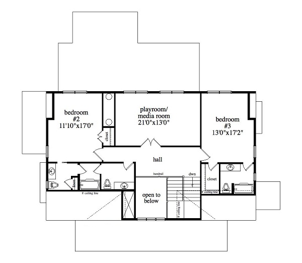 Floor Plan First Story of Vacation Homes Plan #163-1051
