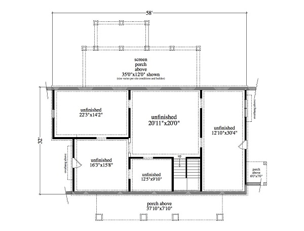Floor Plan Basement of Vacation Homes Plan #163-1051