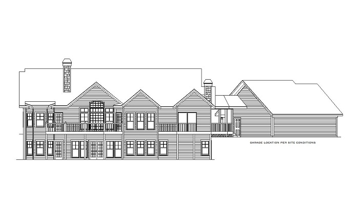 Home Plan Rear Elevation of this 5-Bedroom,4225 Sq Ft Plan -163-1052