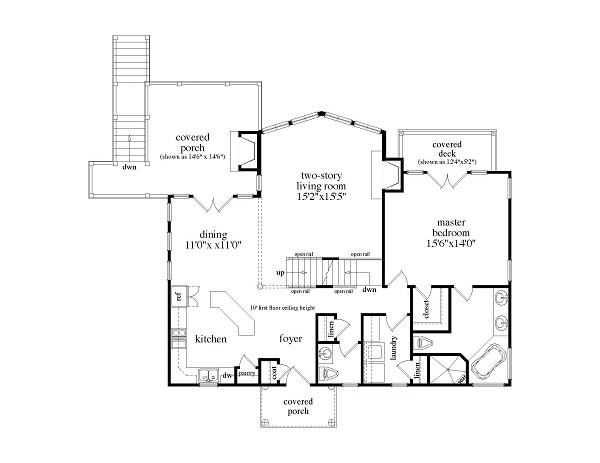 Floor Plan First Story of Country Plan #163-1053