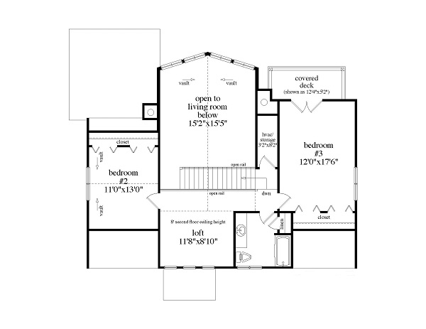 Floor Plan Second Story of Country Plan #163-1053