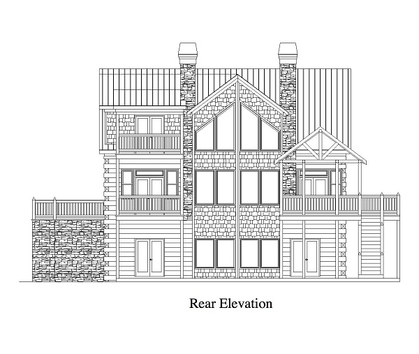 Home Plan Rear Elevation of this 3-Bedroom,1918 Sq Ft Plan -163-1053