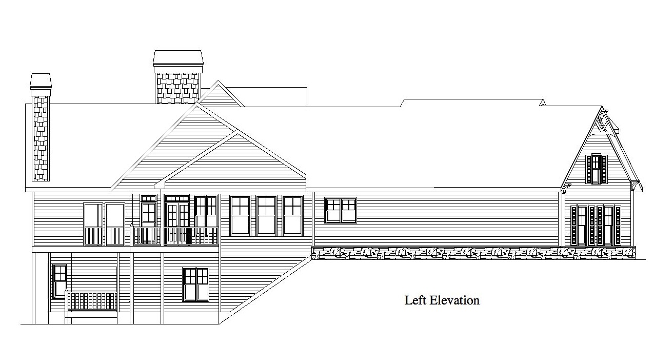 Home Plan Left Elevation of this 4-Bedroom,3763 Sq Ft Plan -163-1054