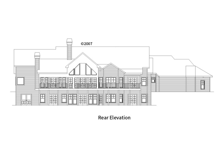 Home Plan Rear Elevation of this 5-Bedroom,2618 Sq Ft Plan -163-1055