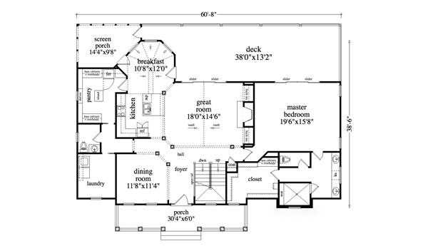 Floor Plan First Story of Craftsman Plan #163-1056