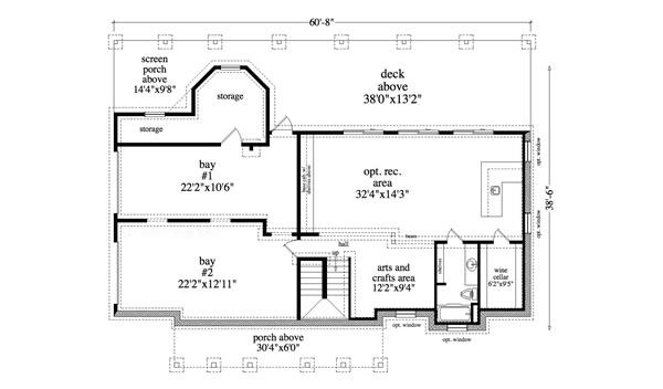 Floor Plan Basement of Craftsman Plan #163-1056