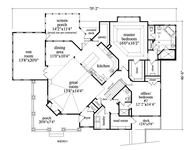 Floor Plan First Story of Craftsman Plan #163-1057