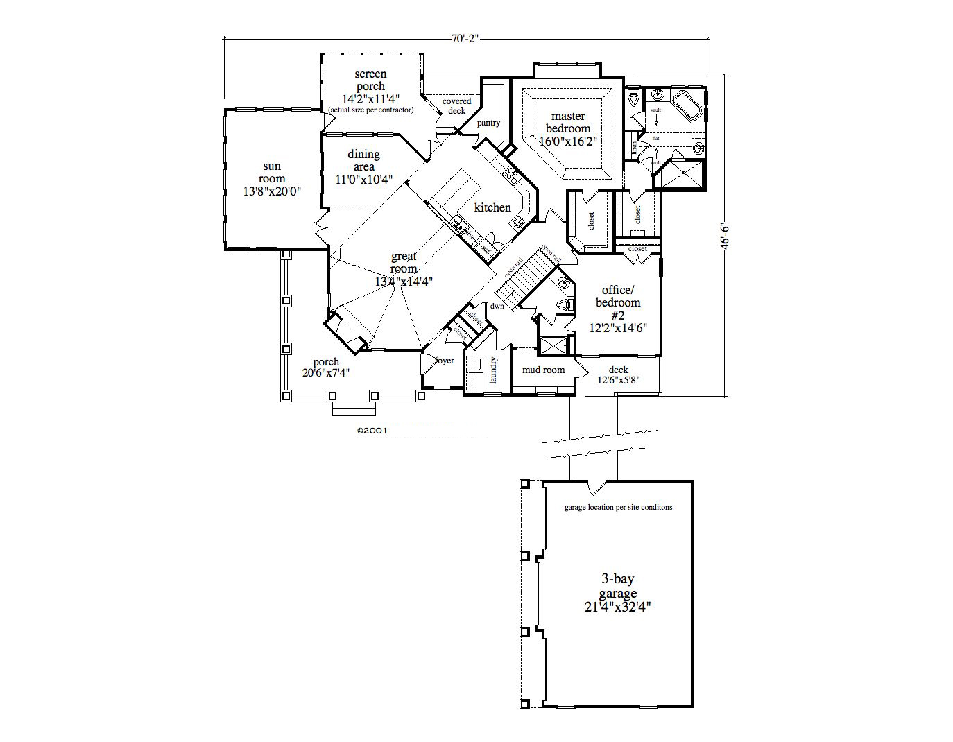 Floor Plan First Story of Craftsman Plan #163-1057