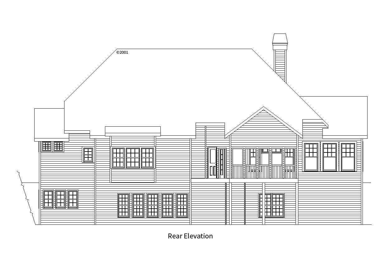 Home Plan Rear Elevation of this 2-Bedroom,2292 Sq Ft Plan -163-1057