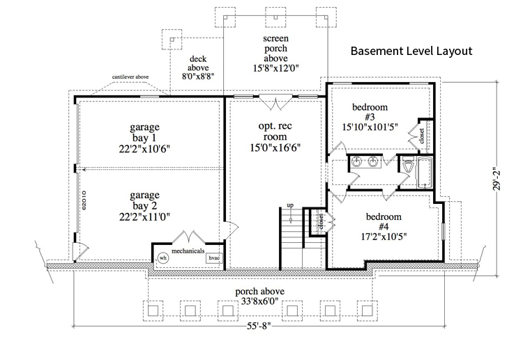 Floor Plan Basement of Craftsman Plan #163-1058