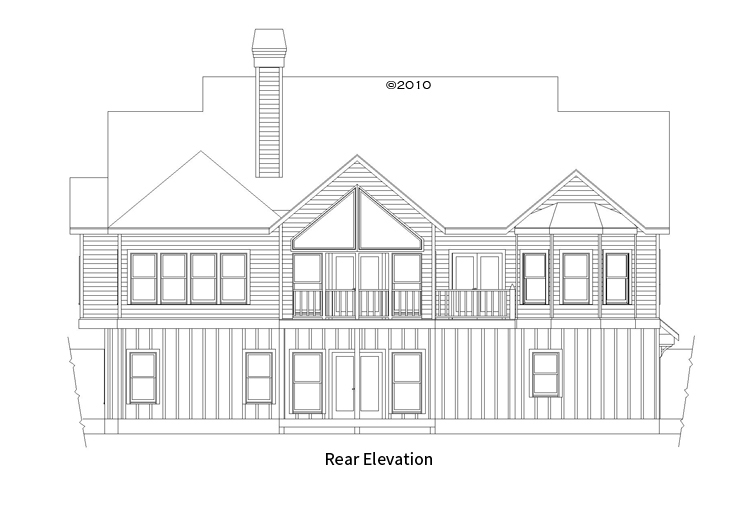 Home Plan Rear Elevation of this 1-Bedroom,1465 Sq Ft Plan -163-1058