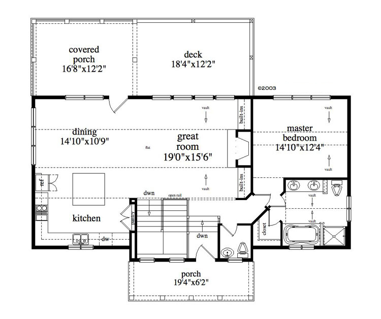 Floor Plan First Story of Craftsman Plan #163-1060