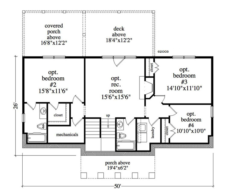 Floor Plan Basement of Craftsman Plan #163-1060