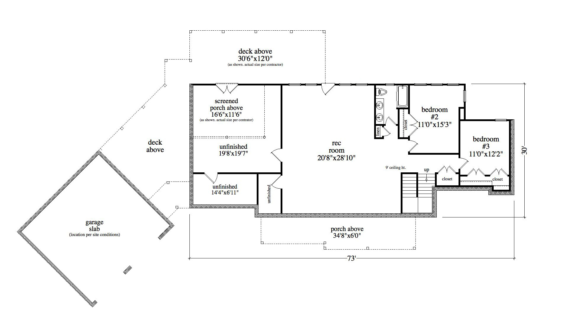 Floor Plan Basement of Craftsman Plan #163-1062