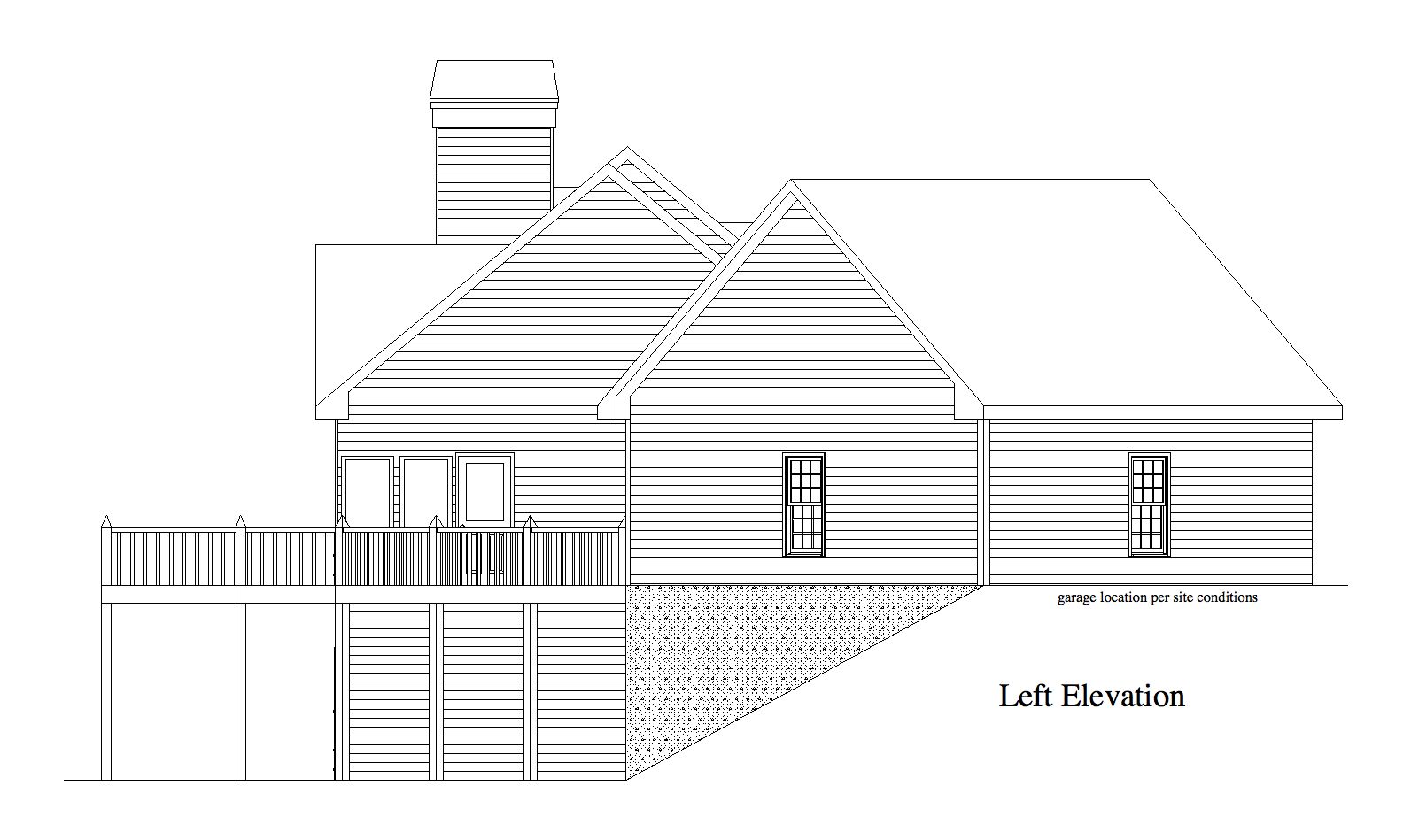 Home Plan Left Elevation of this 3-Bedroom,1701 Sq Ft Plan -163-1062