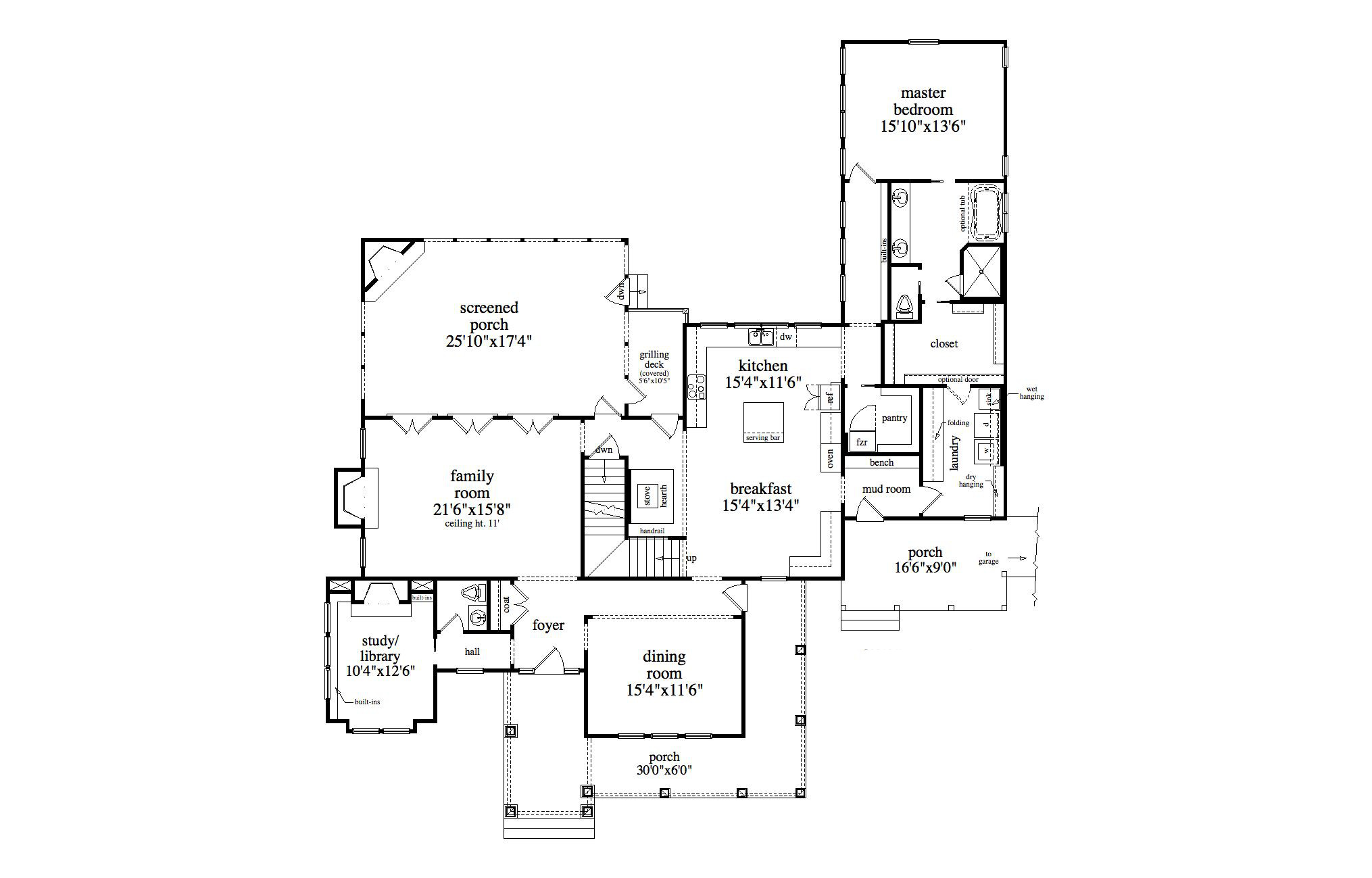 Floor Plan First Story of Craftsman Plan #163-1063