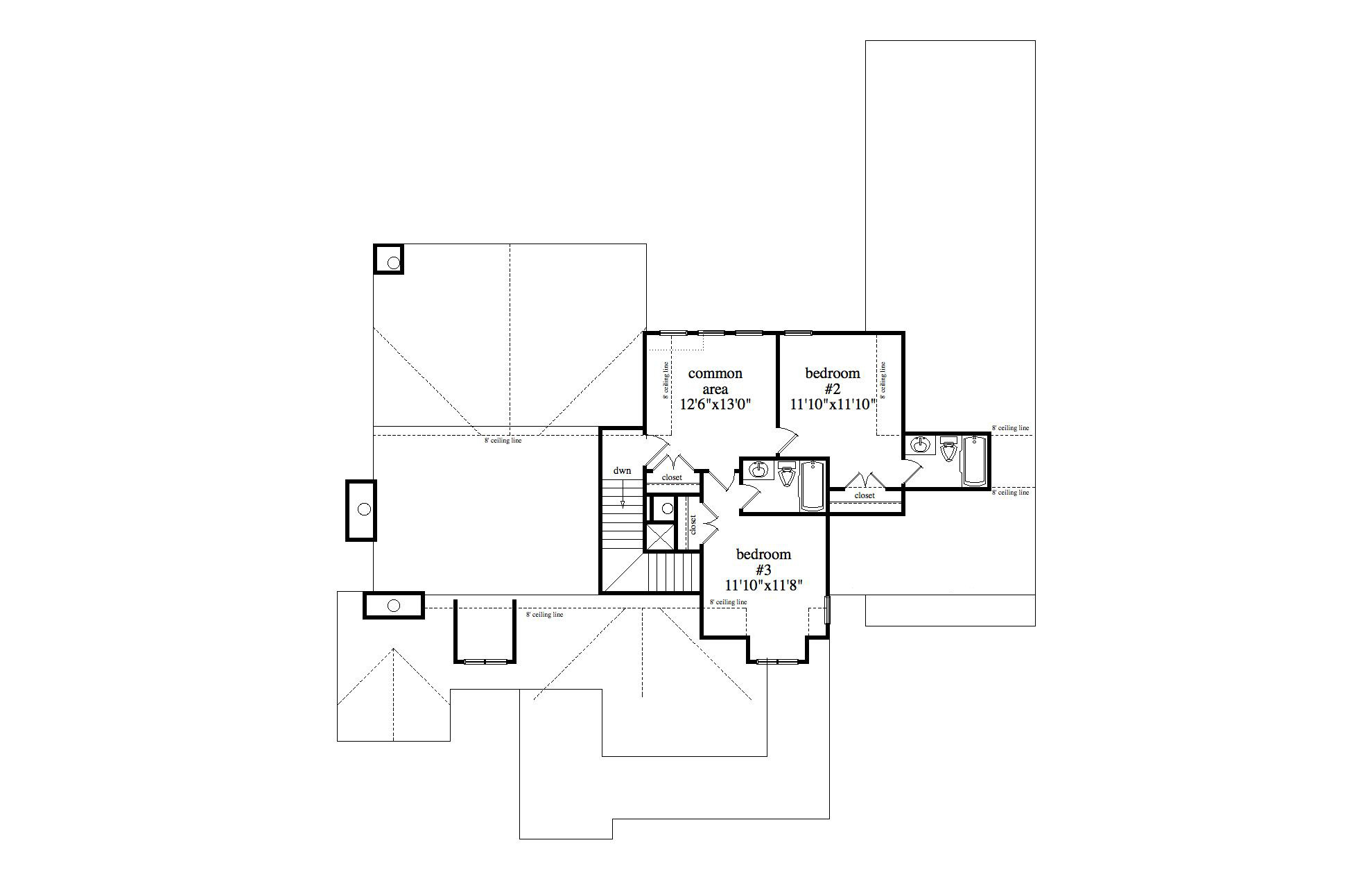Floor Plan Second Story of Craftsman Plan #163-1063