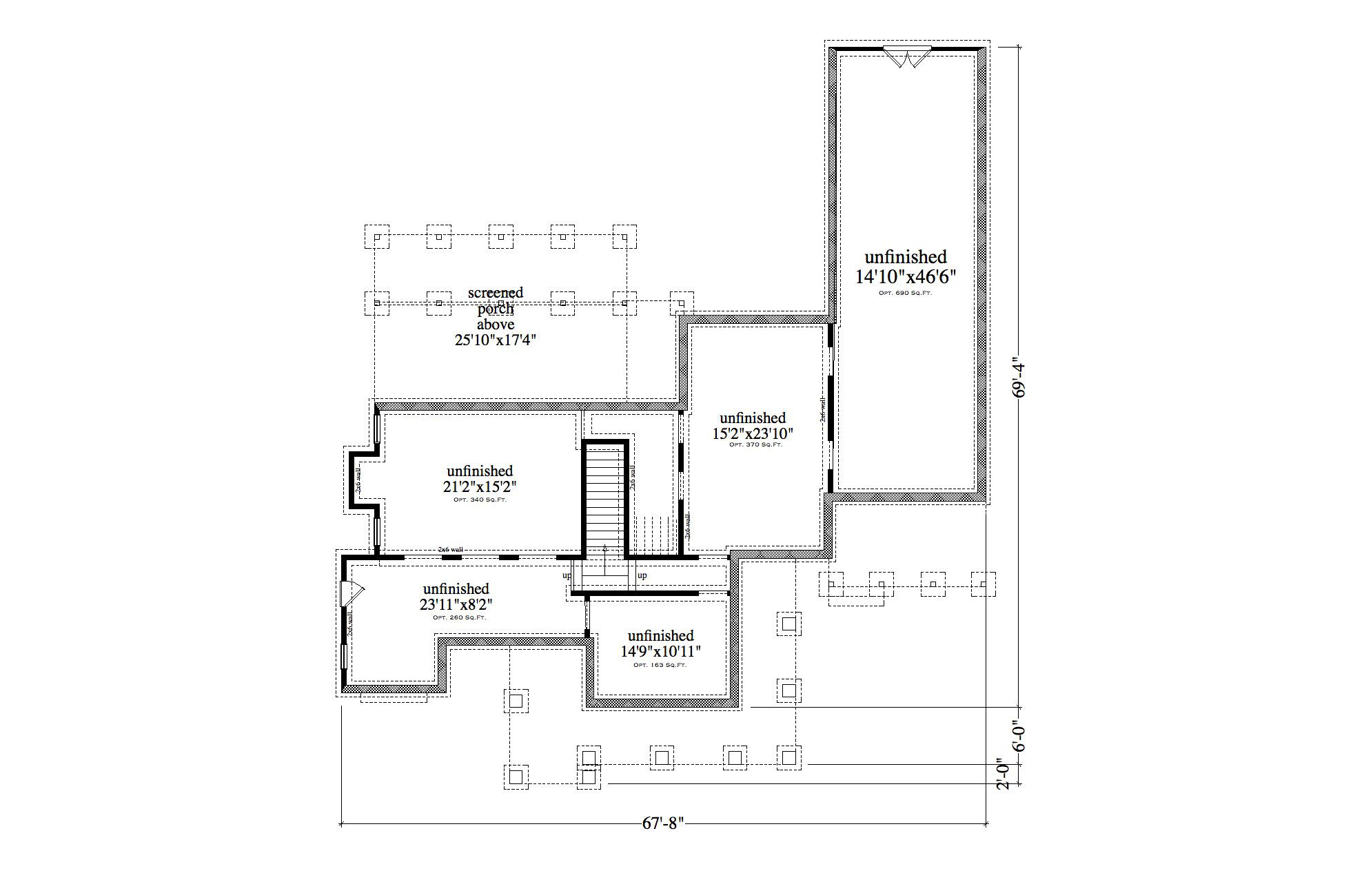 Floor Plan Basement of Craftsman Plan #163-1063
