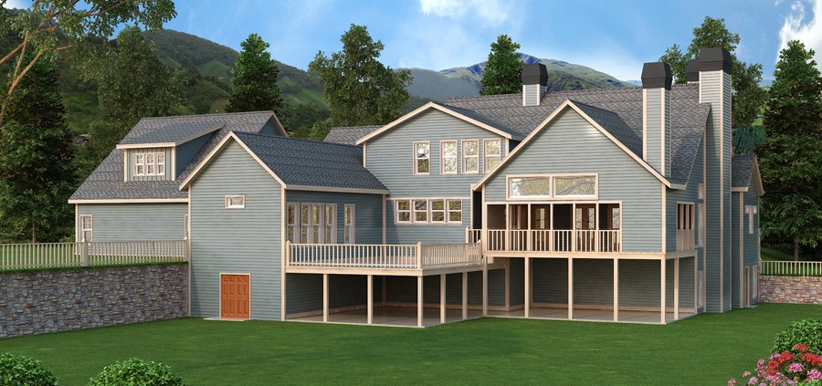 Rear View of this 3-Bedroom, 2919 Sq Ft Plan - 163-1063