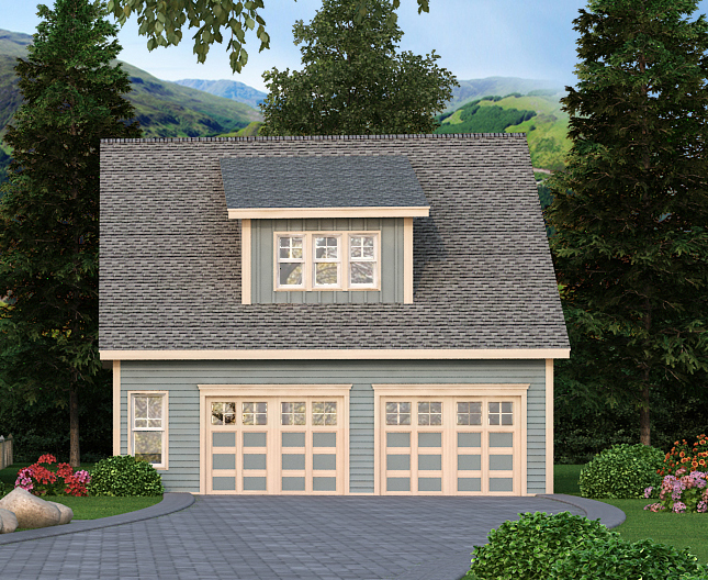 Front elevation of Garage home (ThePlanCollection: House Plan #163-1064)