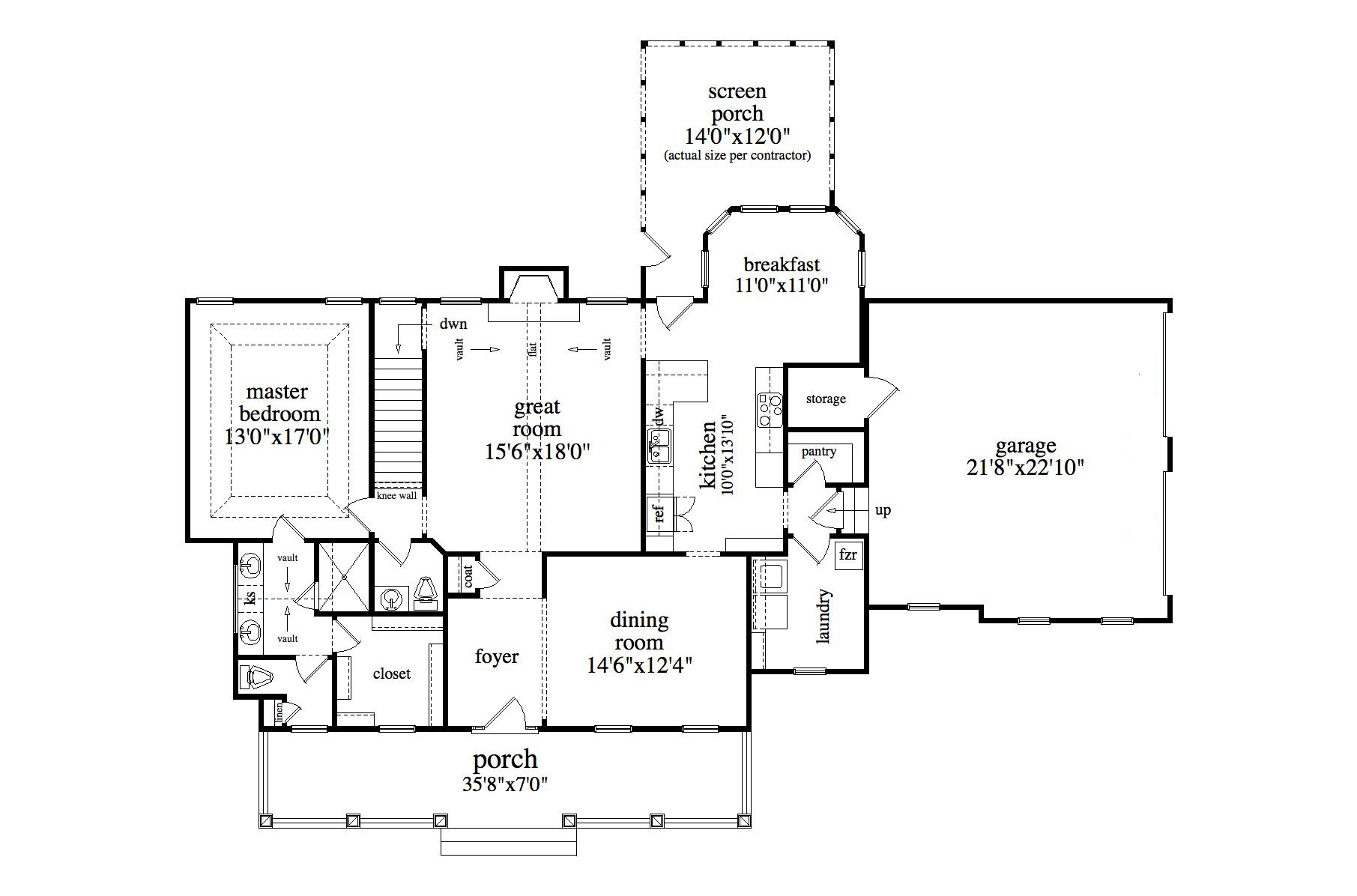 Floor Plan First Story of Ranch Plan #163-1065