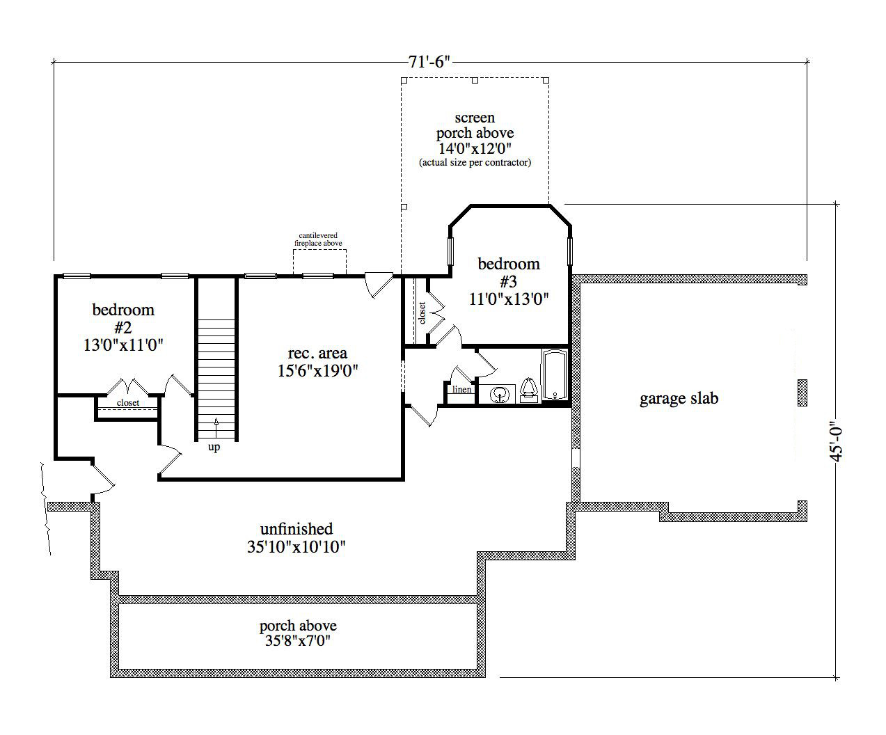 Floor Plan Basement of Ranch Plan #163-1065