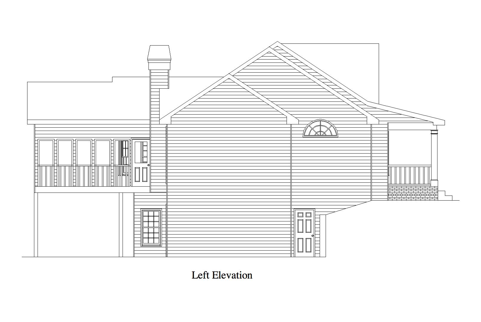 Home Plan Left Elevation of this 3-Bedroom,1448 Sq Ft Plan -163-1065