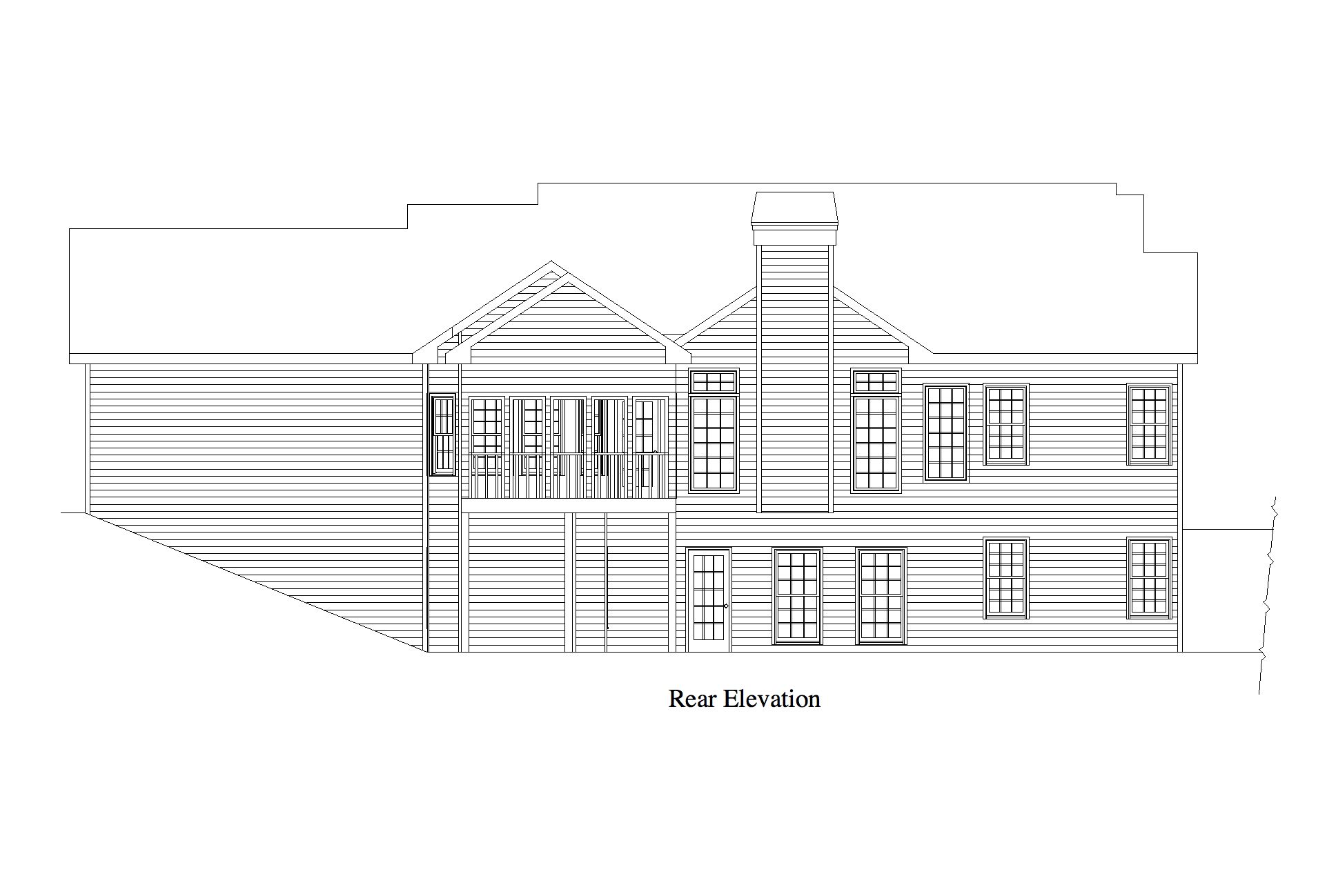 Home Plan Rear Elevation of this 3-Bedroom,1448 Sq Ft Plan -163-1065